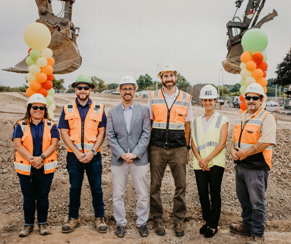 group shot with construction